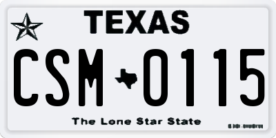 TX license plate CSM0115
