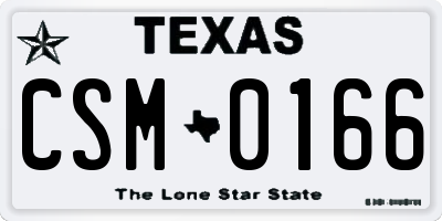 TX license plate CSM0166