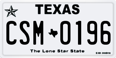 TX license plate CSM0196