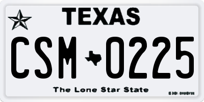 TX license plate CSM0225
