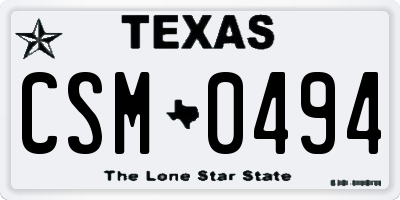 TX license plate CSM0494