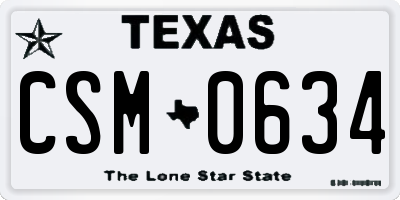 TX license plate CSM0634