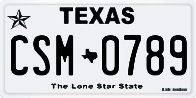 TX license plate CSM0789