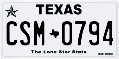 TX license plate CSM0794
