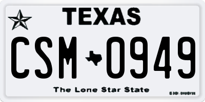 TX license plate CSM0949
