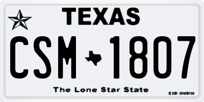 TX license plate CSM1807