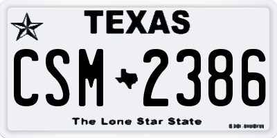 TX license plate CSM2386