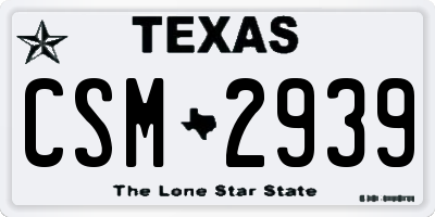 TX license plate CSM2939