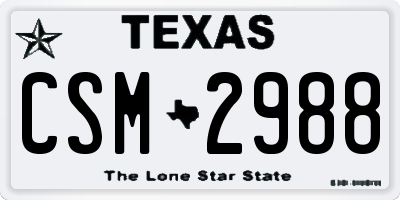 TX license plate CSM2988