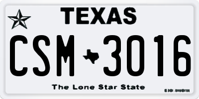 TX license plate CSM3016