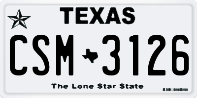 TX license plate CSM3126