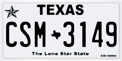 TX license plate CSM3149