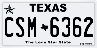 TX license plate CSM6362