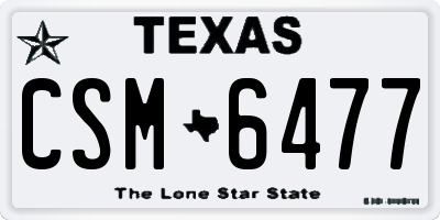 TX license plate CSM6477