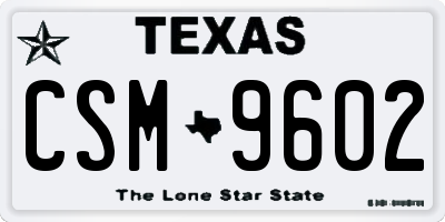 TX license plate CSM9602