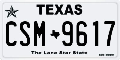 TX license plate CSM9617