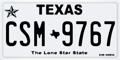 TX license plate CSM9767