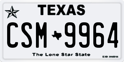 TX license plate CSM9964