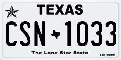 TX license plate CSN1033