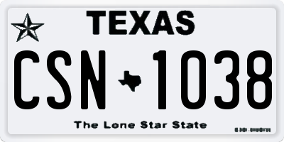 TX license plate CSN1038