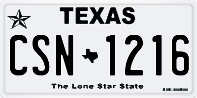 TX license plate CSN1216