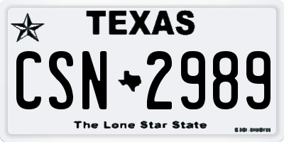 TX license plate CSN2989