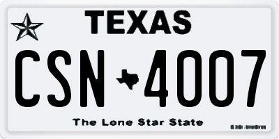 TX license plate CSN4007