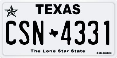 TX license plate CSN4331