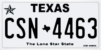 TX license plate CSN4463