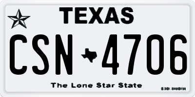 TX license plate CSN4706