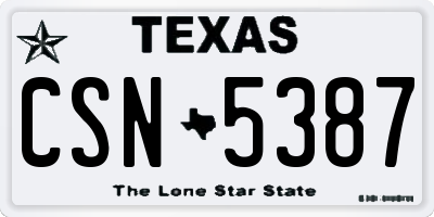 TX license plate CSN5387