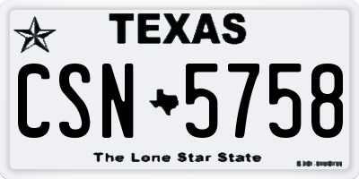 TX license plate CSN5758