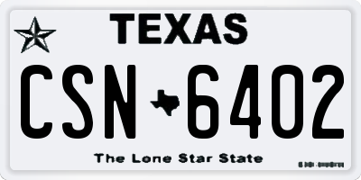 TX license plate CSN6402