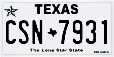 TX license plate CSN7931