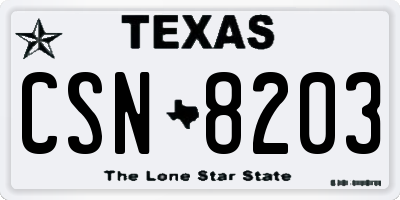 TX license plate CSN8203