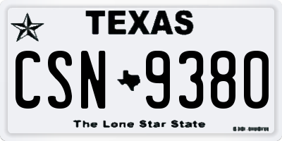 TX license plate CSN9380