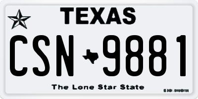 TX license plate CSN9881