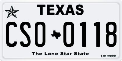 TX license plate CSO0118