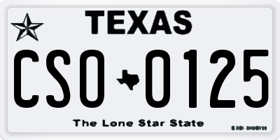 TX license plate CSO0125