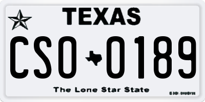 TX license plate CSO0189