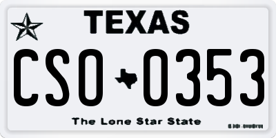 TX license plate CSO0353