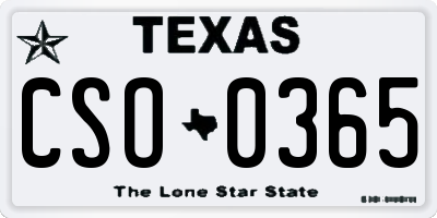 TX license plate CSO0365