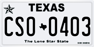 TX license plate CSO0403