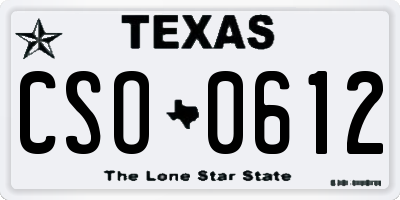 TX license plate CSO0612