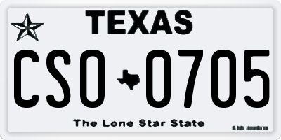 TX license plate CSO0705