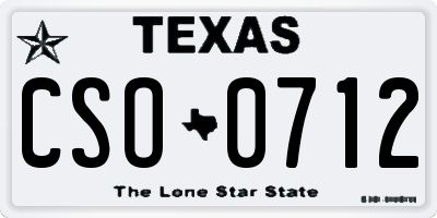 TX license plate CSO0712