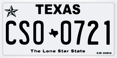 TX license plate CSO0721
