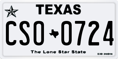 TX license plate CSO0724
