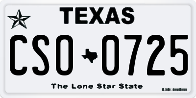 TX license plate CSO0725