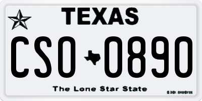 TX license plate CSO0890